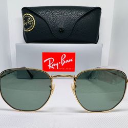 Ray- Ban Flat Lens Hexagonal Sunglasses Rb 3548-N 001 - Gold frame