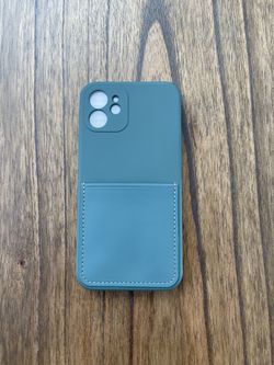 Green Case: Brand New Olive Green Silicone iPhone 12 Pro Case With Credit CardID/holder