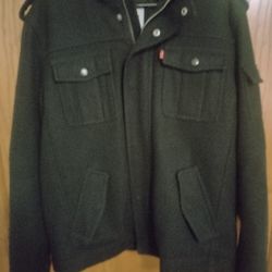Levi's Wool Coat for Men Black Zipper And Snaps 