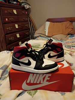 Nike Air Jordan 1 Mid Black Sail Gym Red 2023 - Bq6472-061 Women Size 8.5