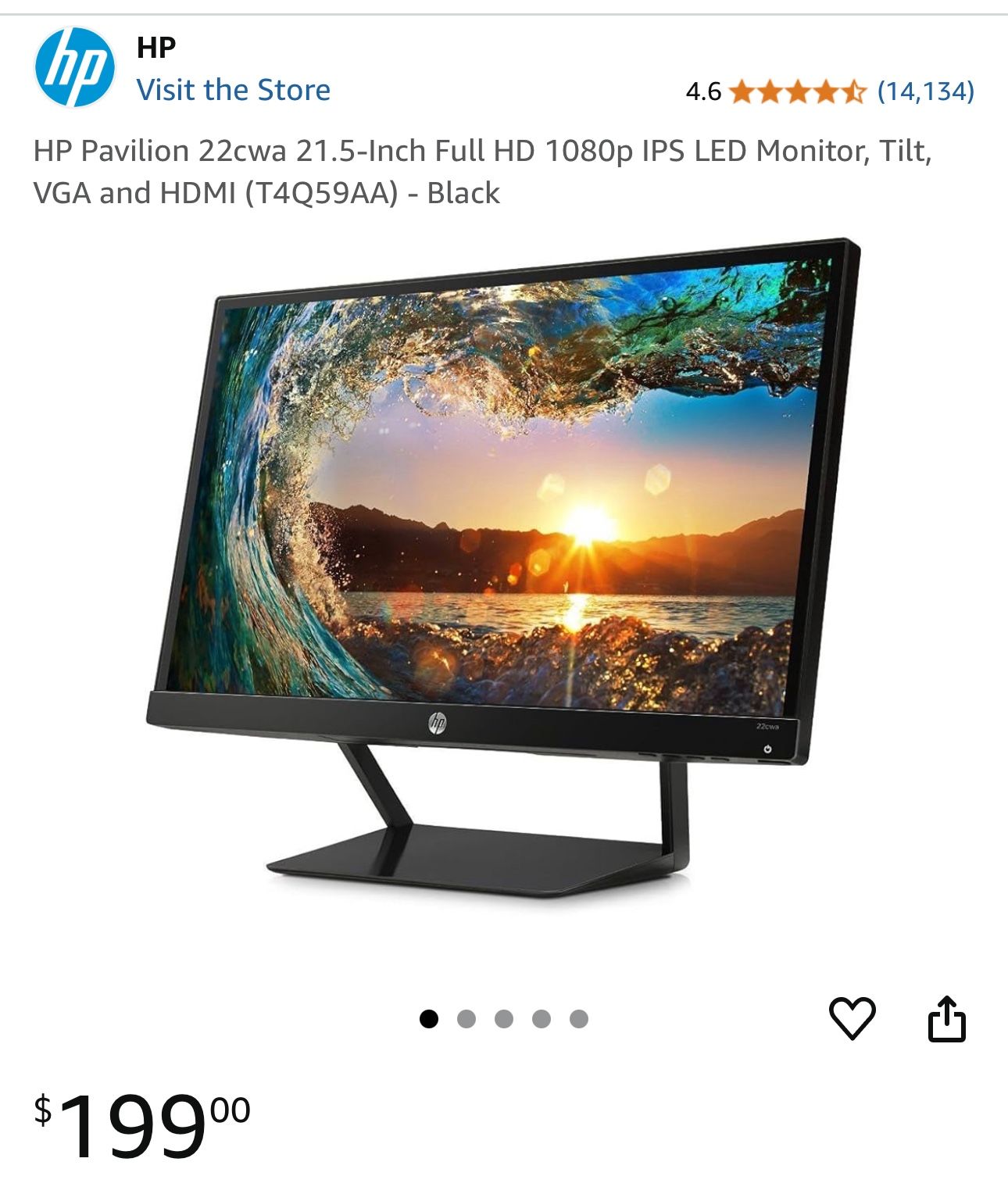 Computer monitors - HP Pavilion 22cwa 21.5-Inch