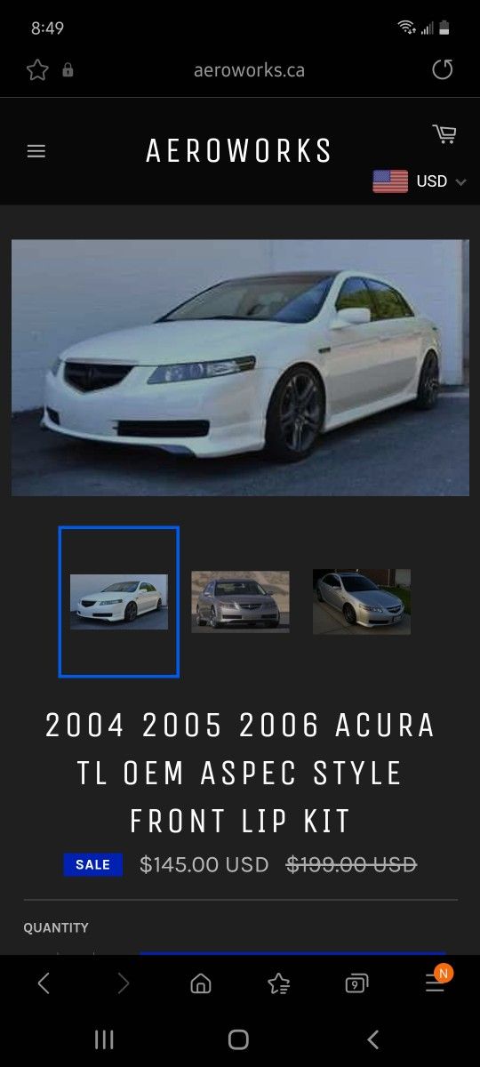 2004 2005 2006 Acura TL Aspec Lip Kit