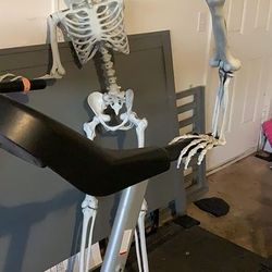 Set of 2 - Posable Life Size Human Skeletons Adult & Child - Realistic Halloween Prop Decorations