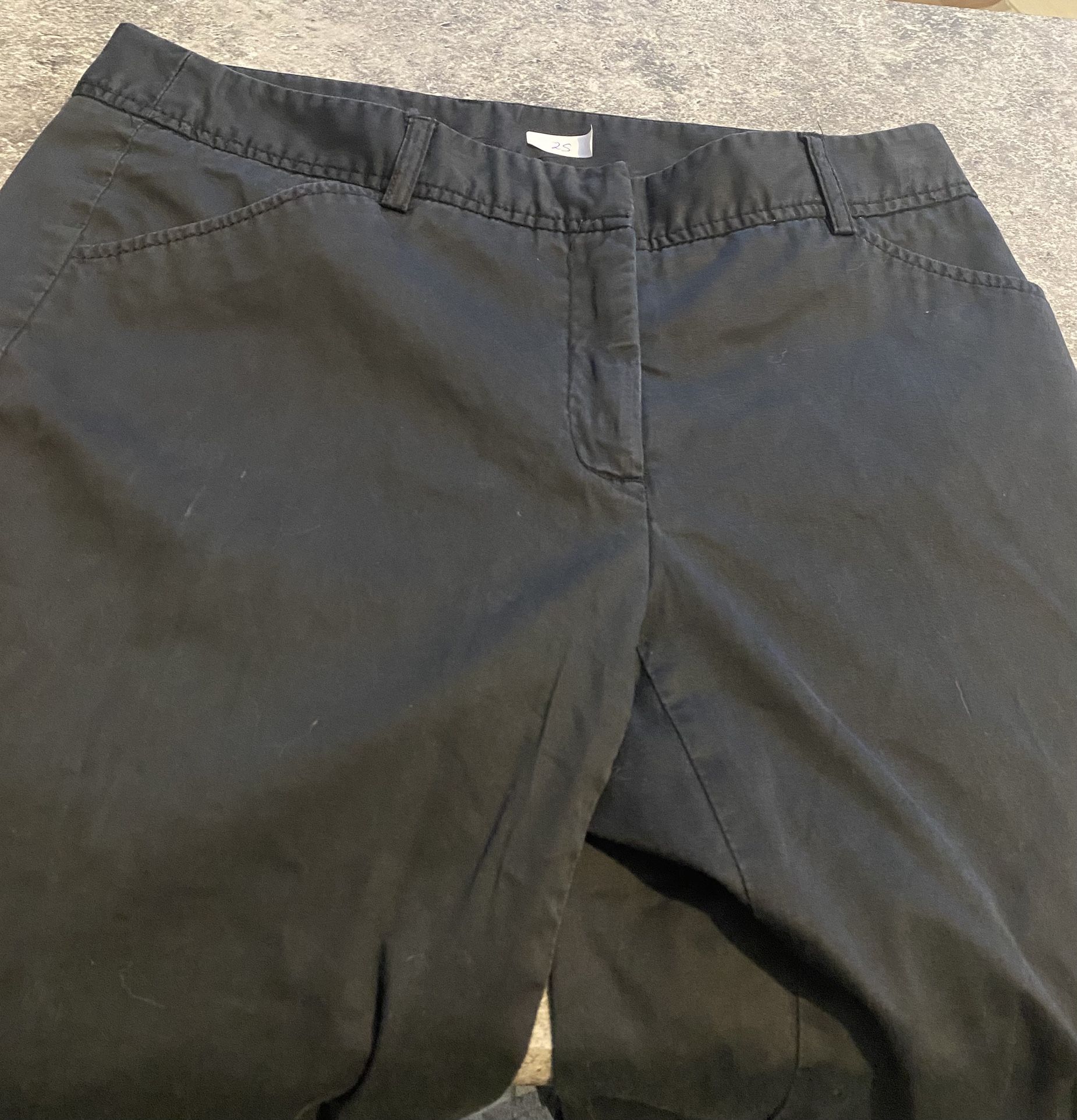 Slim Cropped Pants Men's Size 32X25 Black Flat Front Cotton Blend