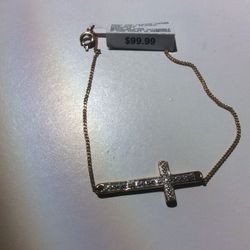  Jewelry  Gold Plated  Cross Bracelet New In Box W/ Tags  