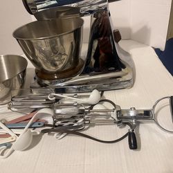 Vintage Sunbeam Mixmaster Power Plus 16-Speed Stand Mixer-Chrome & Brown - Works