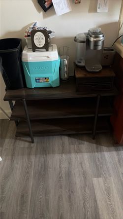 Dark Wood Console Table with Metal Legs