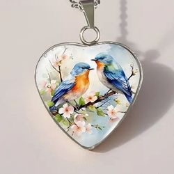 BOHO STAINLESS STEEL & GLASS CABOCHON NECKLACE 