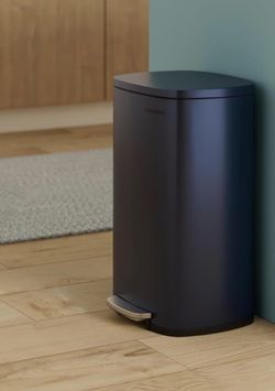 13 Gallon (50 L) Trash Can, Stainless Steel Kitchen Garbage Can, Recycling or Waste Bin, Soft Close, Step-On Pedal, Removable Inner Bucket, Midnight B