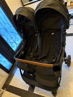 Joie Double Stroller Black with Tan Handle