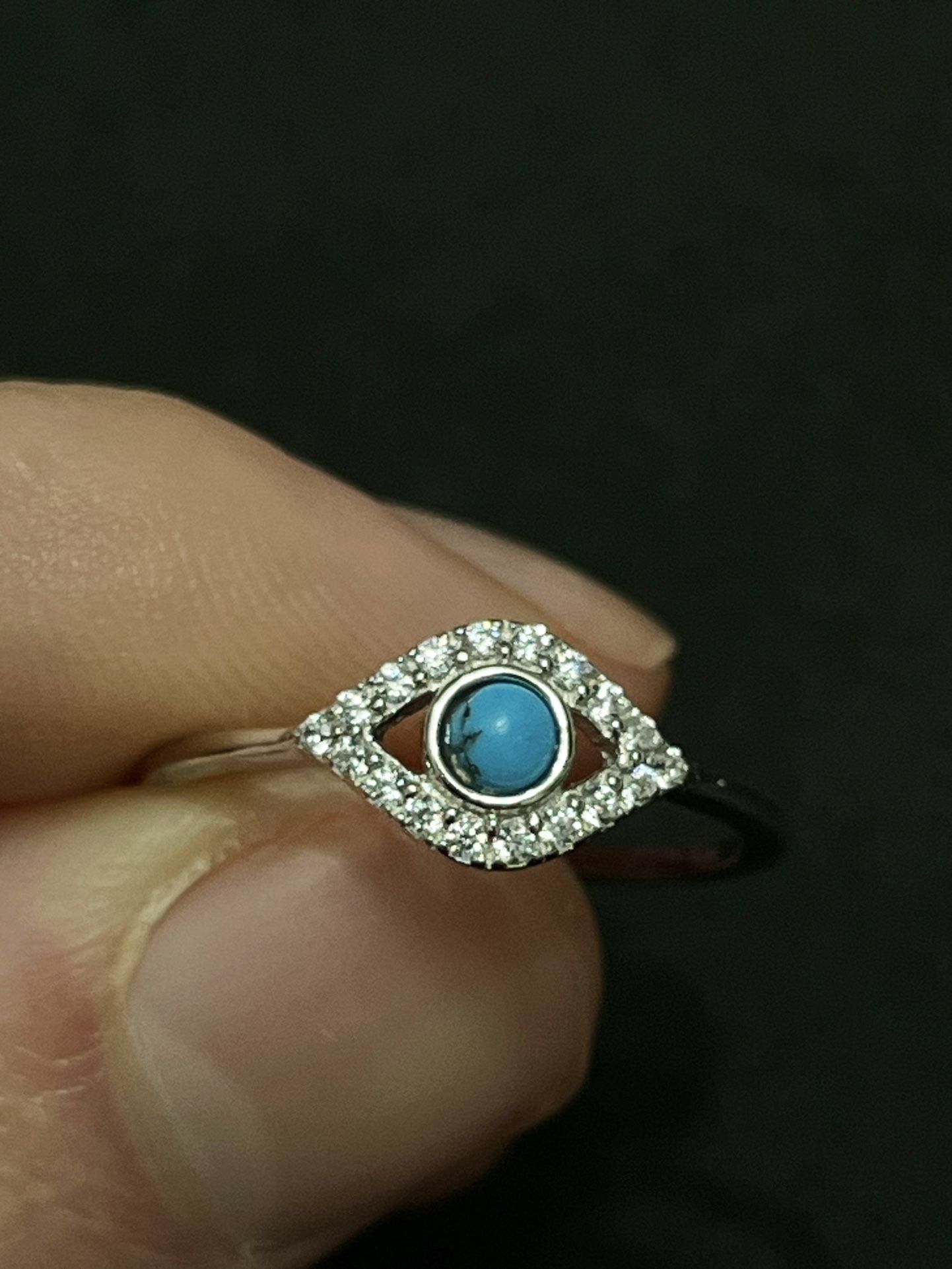 Sterling Silver Evil Eye Ring Size 7