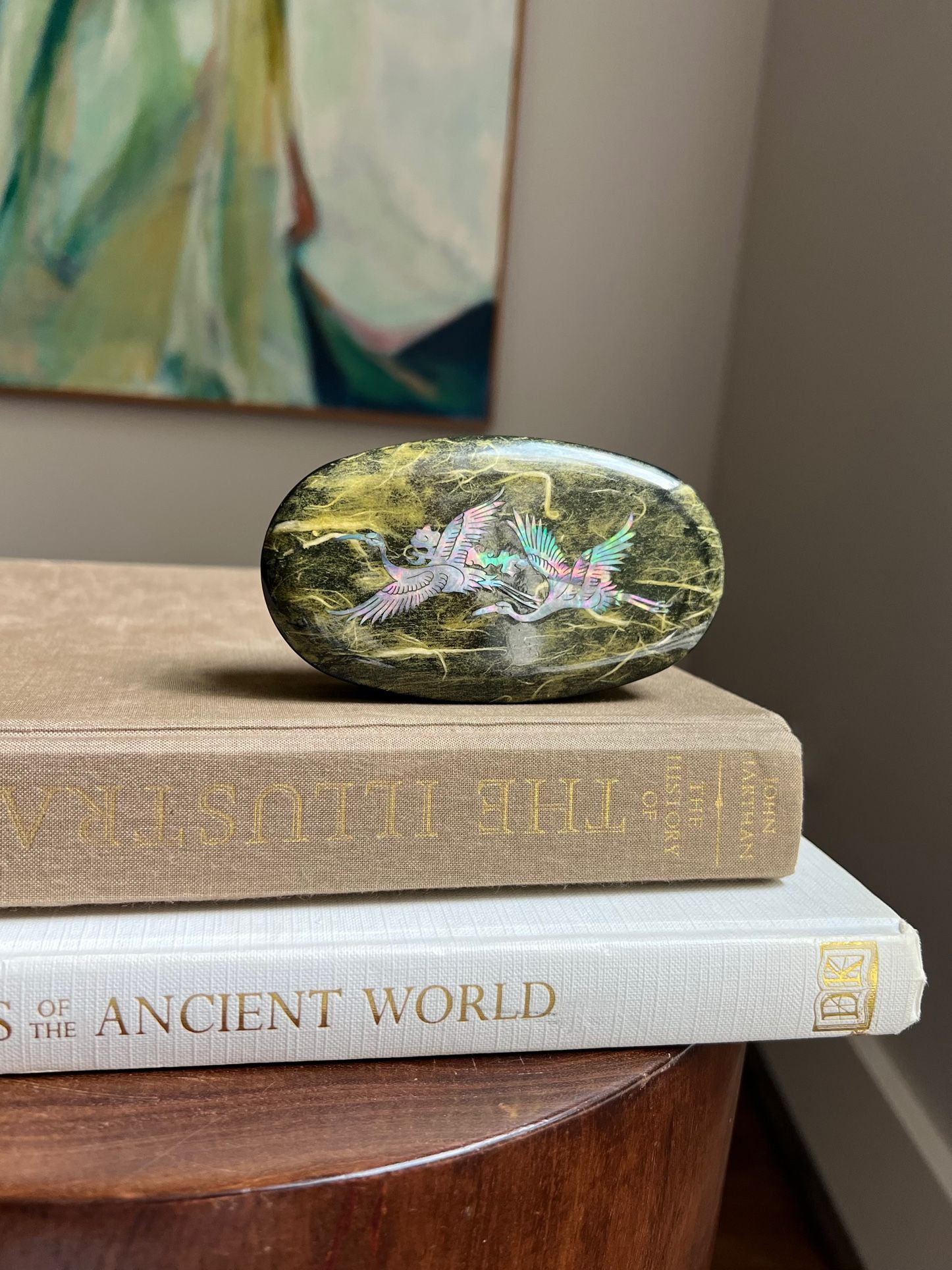 Small Mother Of Pearl Inlayed Trinket Box ( 4.5" x 2.5" ) firm on price 