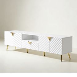 For Sale: As New!! Gaines White High Gloss Finish TV Stand. Paid $745+ Tax