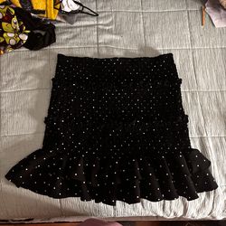 Black Polka Dot Ruffle Skirt Love Tree Size Large