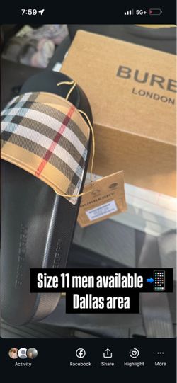 Men Burberry slides size 11
