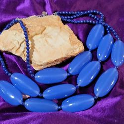Triple Strand Blue On Blue Necklace 