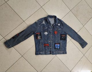 George Denim Jacket With Heavy Death Metal Patches Adult Mens Size XL