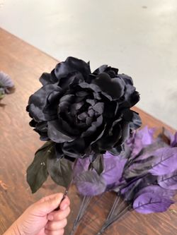 Black Silk Peony Artificial Flower Stem lot a whole bag asst
