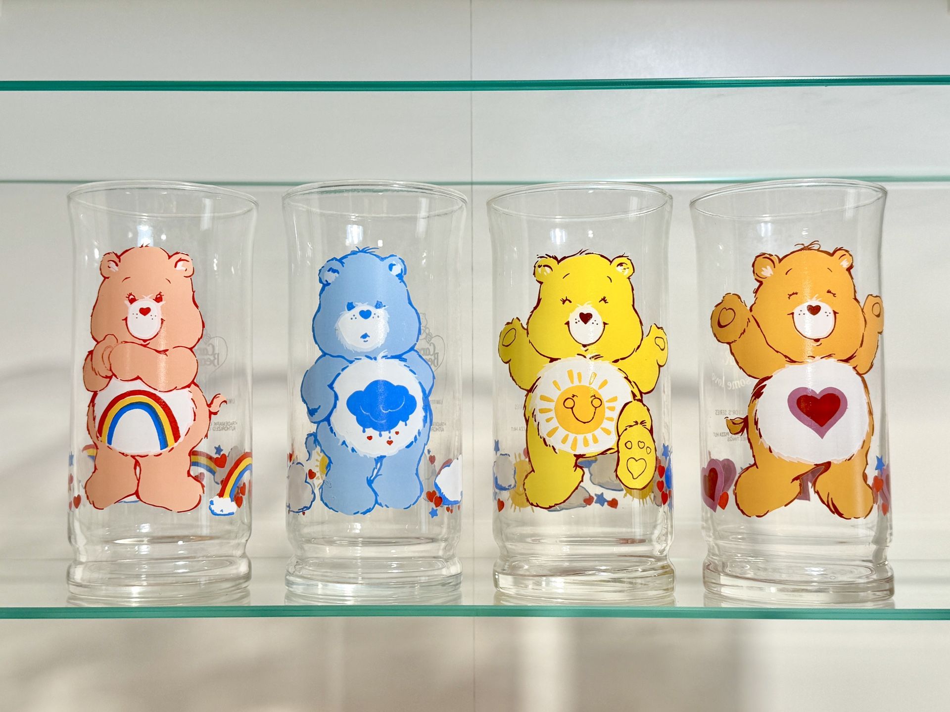 Set Of 1983 Care Bears Pizza Hut Collectible Glasses