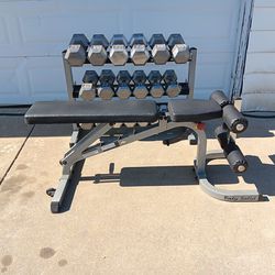 Hexagon Dumbbells Stand And Bench 