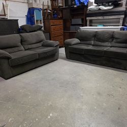 Brown Fabric Couch and Loveseat with Pullout Beds