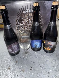 Game of Thrones Special Limited edition glass and Ale- full bottles by OMMEGANG super cool!