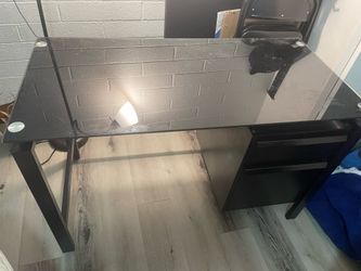 Black metal/glass desk