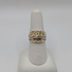 14kt Two Tone Diamond Cut Ring