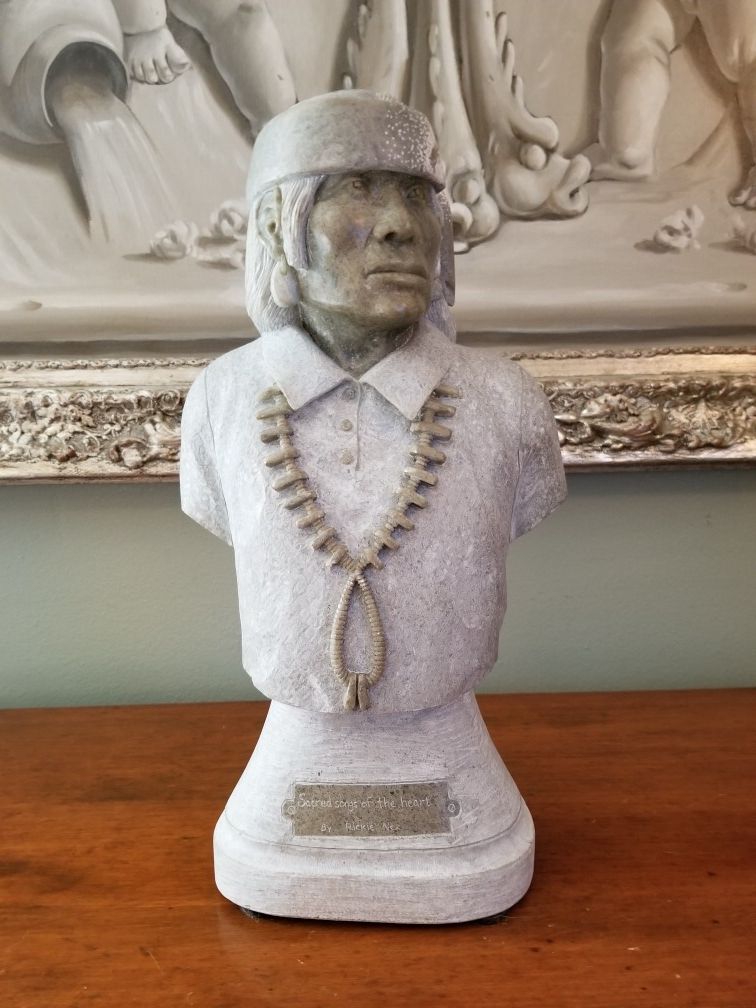 Rickie Nez carved Alabaster Sculpture " Sacred songs of the heart"