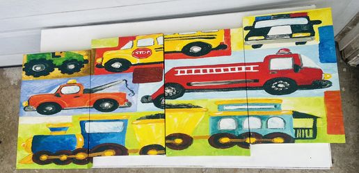 (2) Transportation Vehicles On Canvas Wall Art