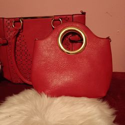 Red 2pc Large Handbag Set