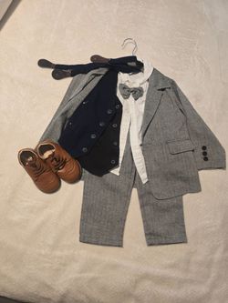 Toddler Boy Formal 8-Piece Suit Bundle - Size 3T / 130 - Includes Shoes