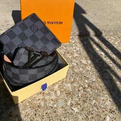 Luxury belt and wallet bundle- black checkered