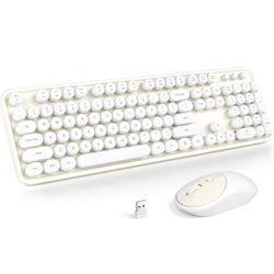 Brandnew Wireless Keyboard and Mouse, Typewriter Full Size Keyboard with Number Pad and 2 in 1 USB Connected Mouse for Windows 7/8/10, Laptop, Desktop