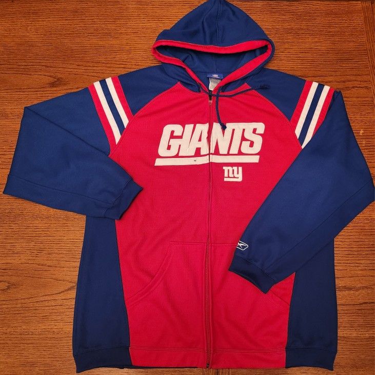 REEBOK NEW YORK GIANTS ZIP UP HOODIE, SIZE L for Sale in