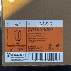 Bridgeport 3/4" LB-42CG Conduit Body Assembly