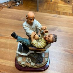 Vintage Dentist and Patient Ceramic Statue