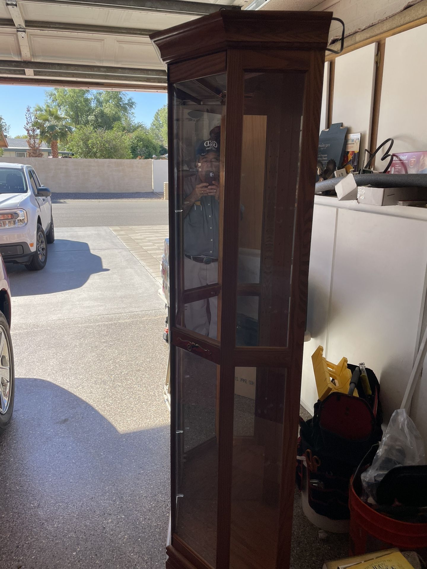 Corner Curio Cabinet 6ft Hi 16 Inch Wide On Sides 4 Shelves