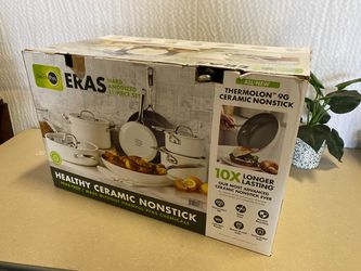 GREENPAN 11 Piece Ceramic Nonstick Cookware Set with Magneto Induction Technology in Cloud Cream