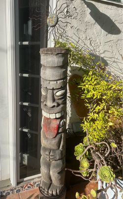 Custom Hand-Carved Solid Wood Tiki Totem Pole - 4 Feet Tall
