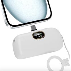 Portable Phone Charger, USB C Portable Charger 5000mAh, Mini Power Bank Type C 20W Fast Charging, LED Display Phone Battery Pack for iPhone 15 16, Air