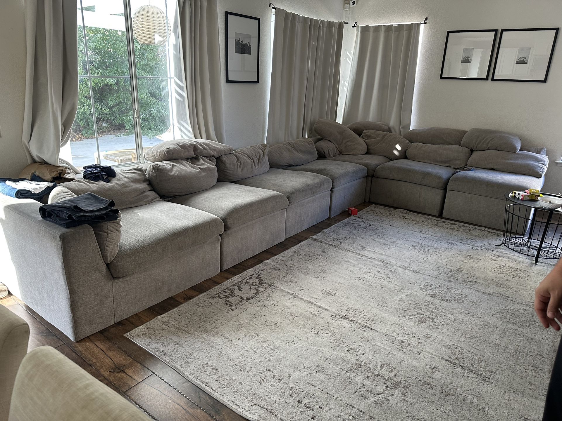 7 Piece Gray Emmett World Market Modular Sectional Couch And Ottoman