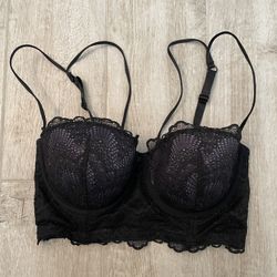 H&M Black Lace w/ Blue underlay Bralette, 34D