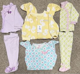 4 pair of 3 Month Girls PJ pajama Lot