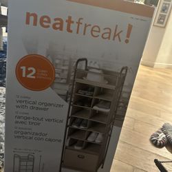 Neatfreak Vertical 12 Cubby Shoe Organizer with fDrawer – Freestanding