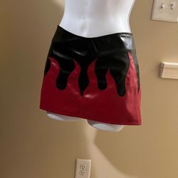 Hot Girl Two Tone Leather Skirt