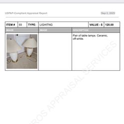 Off-white Pair Of Ceramic Table Lamps