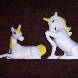 Vintage 80s Porcelain Unicorn Figurines 
