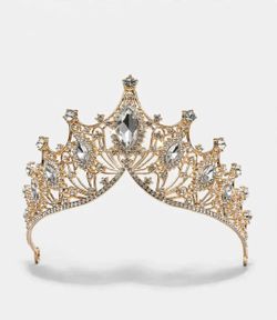 Gold Crystal Bridal Crown Tiara