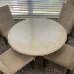 Dining Table + 4 Chairs (Upholstered)
